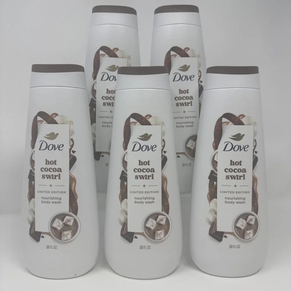 5‎ Pack Dove Limited Edition Holiday Treat Body Wash- Hot Cocoa Swirl 20 oz